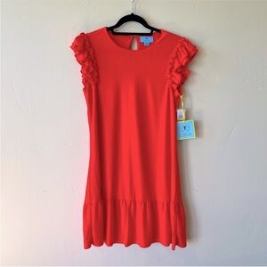 NWT Cece Flutter Sleeve Shift Dress, Coral, Size Small